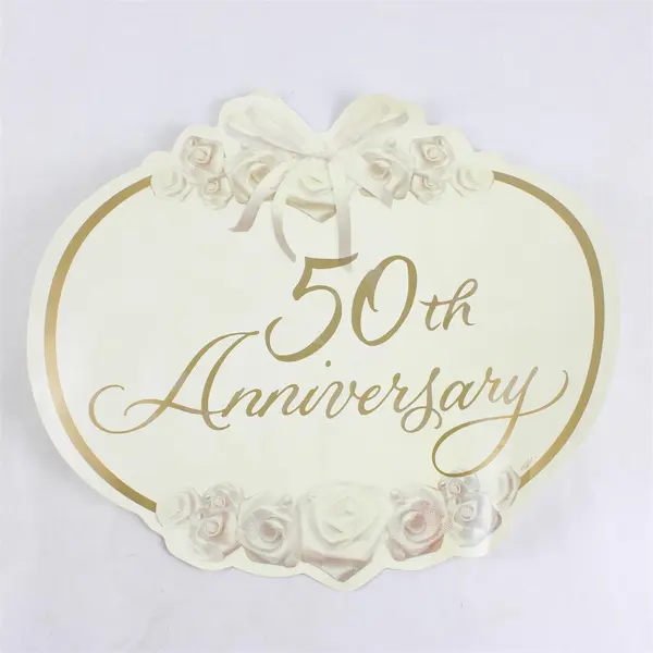 Lot of 3 50th Wedding Anniversary Decorations Tablecloth Banner Sign