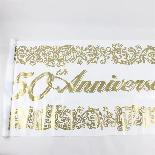Lot of 3 50th Wedding Anniversary Decorations Tablecloth Banner Sign