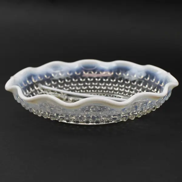 Anchor Hocking Moonstone Clear Opalescent Pattern  8" Round 2 Part Relish Dish