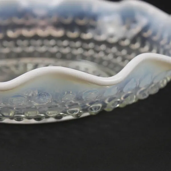 Anchor Hocking Moonstone Clear Opalescent Pattern  8" Round Crimped Bowl