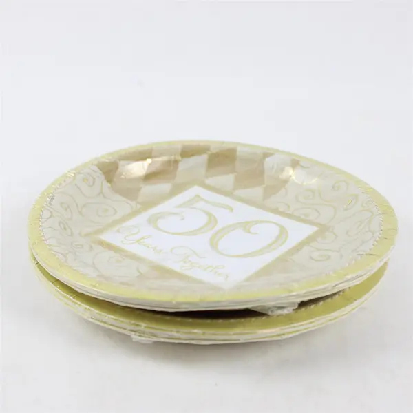 Lot of Assorted 50th Anniversary Paper Plates & Napkins - Gold New