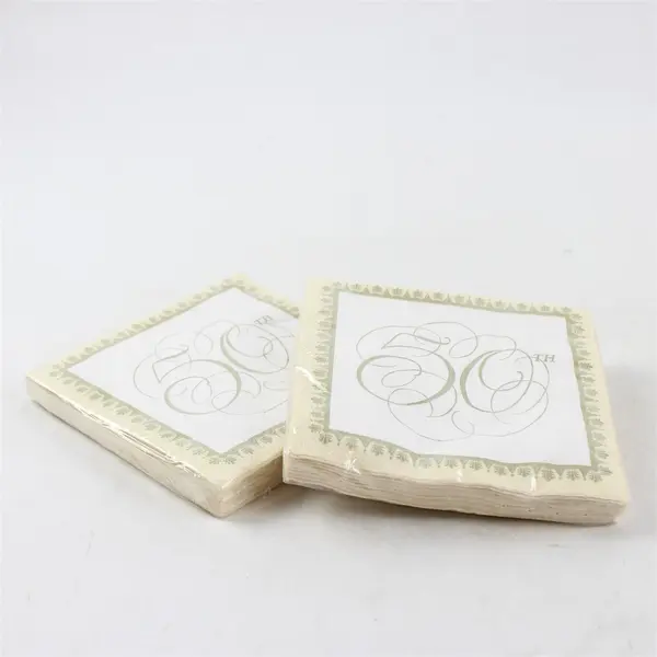 Lot of Assorted 50th Anniversary Paper Plates & Napkins - Gold New