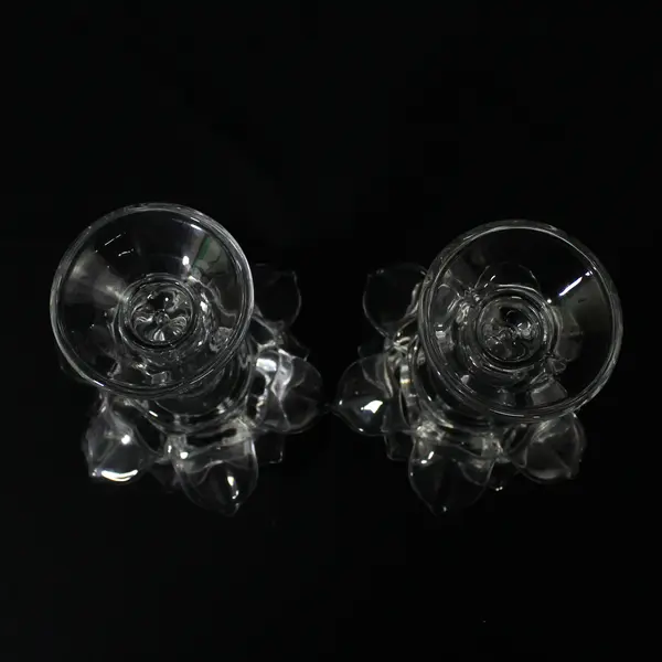 Set of 2 Lotus Flower Glass Votive or Tealight Candle Holders 