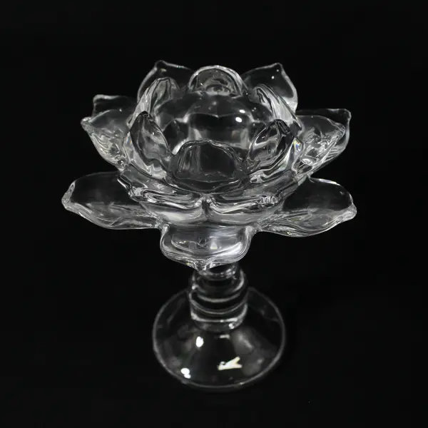 Set of 2 Lotus Flower Glass Votive or Tealight Candle Holders 