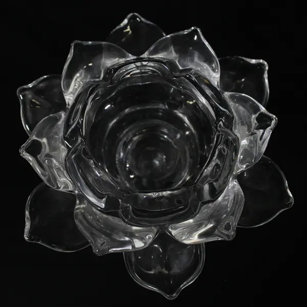 Set of 2 Lotus Flower Glass Votive or Tealight Candle Holders 