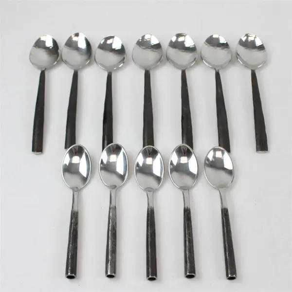 Mixed Lot of 12 Rustic Soup Spoons & Teaspoons Flatware 