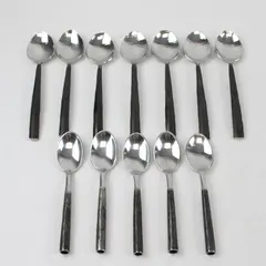 Mixed Lot of 12 Rustic Soup Spoons & Teaspoons Flatware 