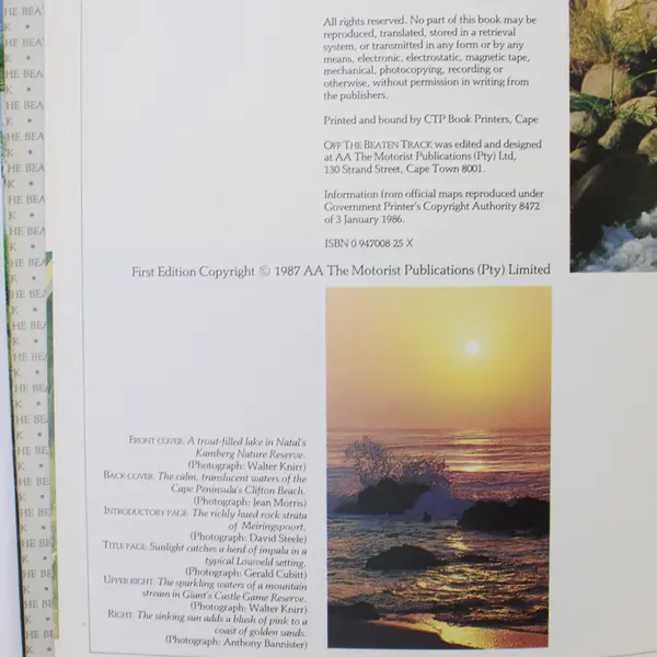 Off The Beaten Track Selected Day Drives in Southern Africa 1987 1st Edition