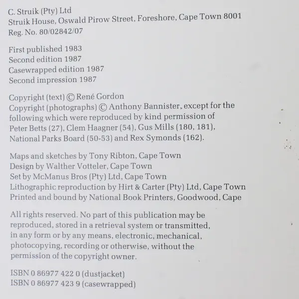 VTG The National Parks of South Africa René Gordon 1987 Hardcover Illustrated