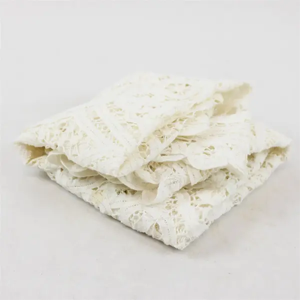 Vintage Off-White Lace Dresser Scarf 23" x 40" FLAWED