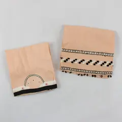 Lot of 2 Vintage Embroidered Salmon Color Fingertip Hand Towels