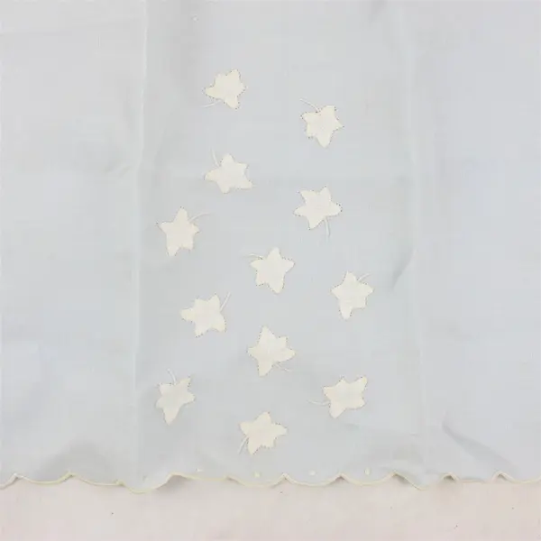 VTG Leaf Applique Pale Blue Scalloped Edge Fingertip Towel FLAWED