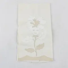 Vintage Embroidered Off-White Surreal Floral Applique Fingertip Towel
