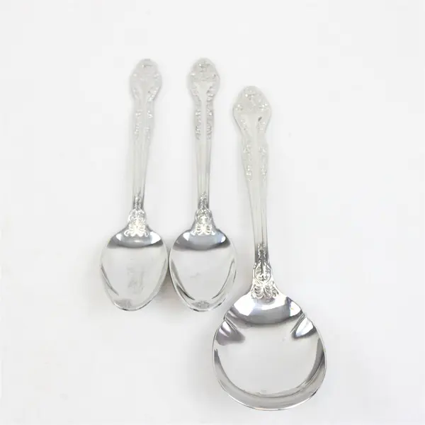 Lot of 3 Oneida Secretariat Stainless Soup Spoons & Casserole Spoon
