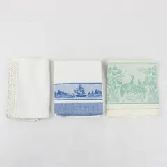 Lot of 3 Vintage Hand Towels Fabric Upcycling FLAWED