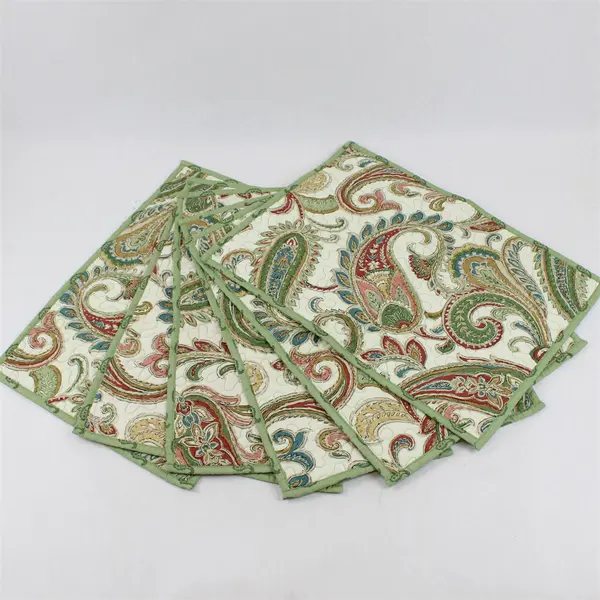 Set of 6 Multicolor Paisley Pattern Quilted Placemats 13" x 18"