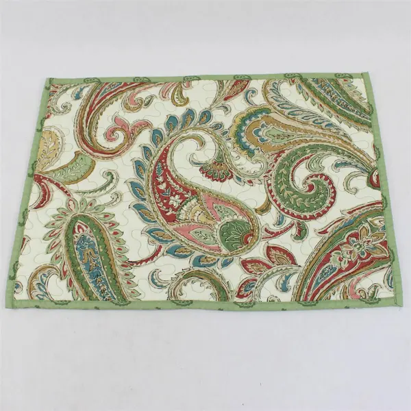 Set of 6 Multicolor Paisley Pattern Quilted Placemats 13" x 18"
