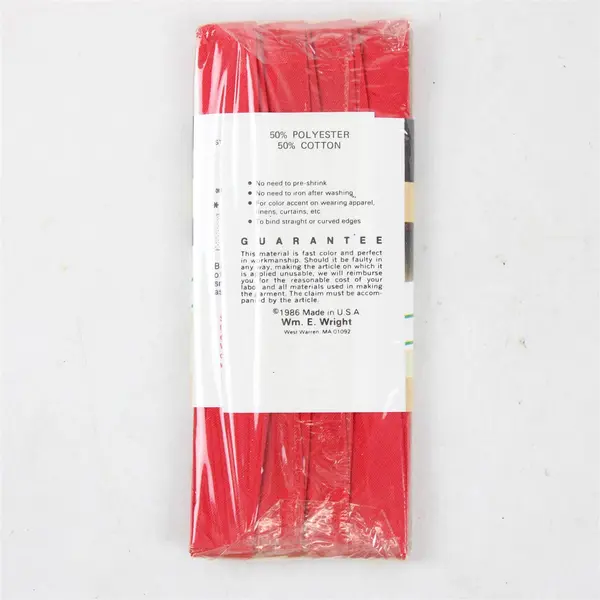 Lot of 5 Wrights Extra Wide Double Fold Bias Tape 3 Yards Red 065