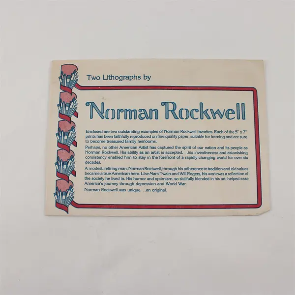 Set Of 2 Vintage Norman Rockwell 5X7 Lithograph Prints Child With Dogs