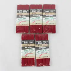 Lot of 5 Wrights Extra Wide Double Fold Bias Tape 3 Yards 87 Brick