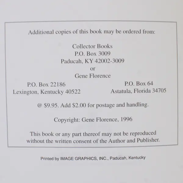 Price Guide to Collector's Encyclopedia of Occupied Japan I-V Gene Florence 1996