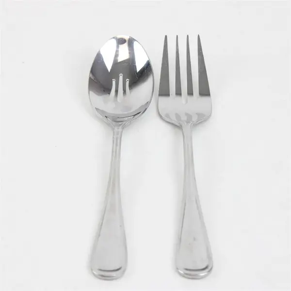 Lot of 2 Oneida New Rim Stainless Pierced Tablespoon & Serving Fork