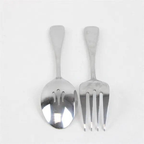 Lot of 2 Oneida New Rim Stainless Pierced Tablespoon & Serving Fork