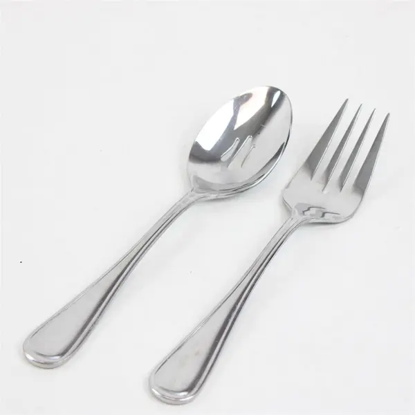 Lot of 2 Oneida New Rim Stainless Pierced Tablespoon & Serving Fork