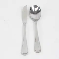 Lot of 2 Oneida New Rim Stainless Flat Handle Butter Knife & Sugar Spoon