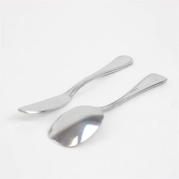 Lot of 2 Oneida New Rim Stainless Flat Handle Butter Knife & Sugar Spoon