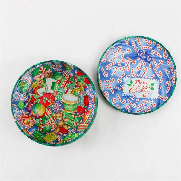 Vintage Round Christmas Cat and Mouse Tin 5" Diameter