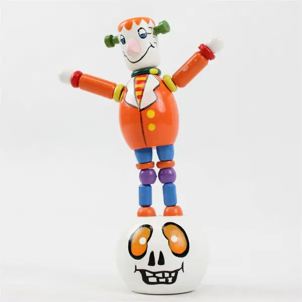 Vintage Wooden Halloween Frankenstein Push Puppet Toy