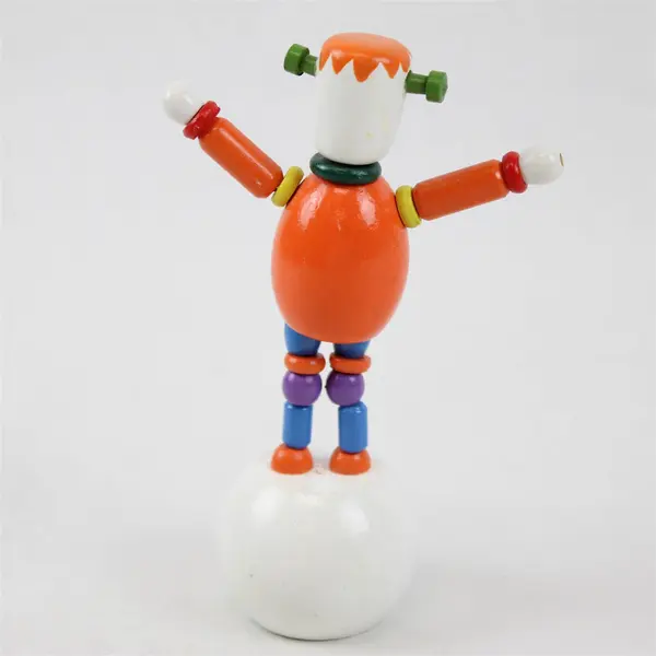 Vintage Wooden Halloween Frankenstein Push Puppet Toy