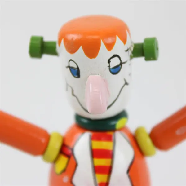 Vintage Wooden Halloween Frankenstein Push Puppet Toy