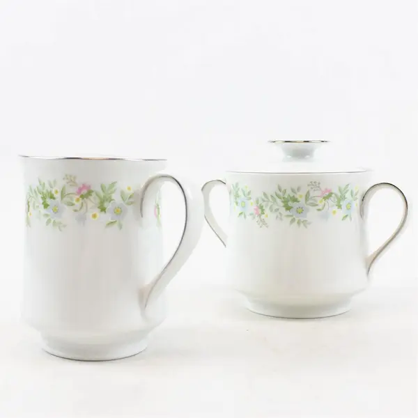 Lot Of 2 Johann Haviland Forever Spring Pattern Creamer &  Sugar Bowl W/ Lid