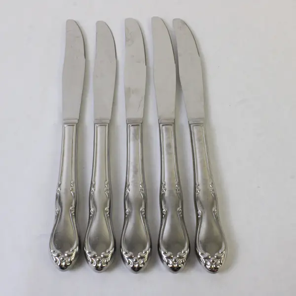 Set of 5 Oneida Homestead Stainless Modern Hollow Knives -Pinched Handle