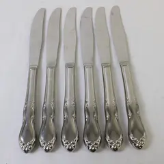 Set of 6 Oneida Homestead Stainless Modern Hollow Knives -Pinched Handle