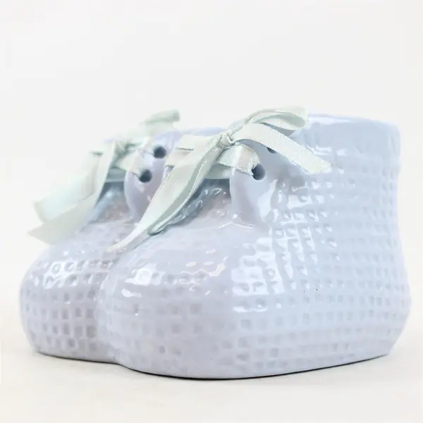 Vintage Light Blue Ceramic Baby Shoes Planter