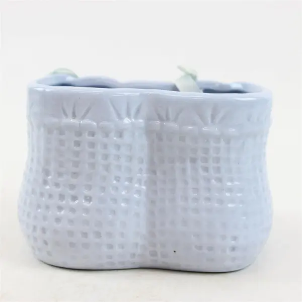 Vintage Light Blue Ceramic Baby Shoes Planter