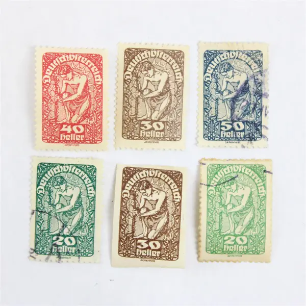 Lot Of 6 Austria Hungary Agriculture Heller Stamps Used 1920s