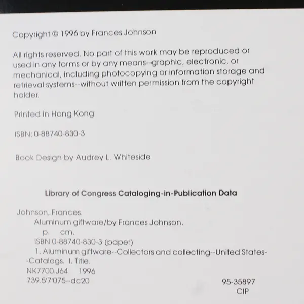 VTG Aluminum Giftware Catalog With Prices by Frances Johnson 1996 Paperback Good