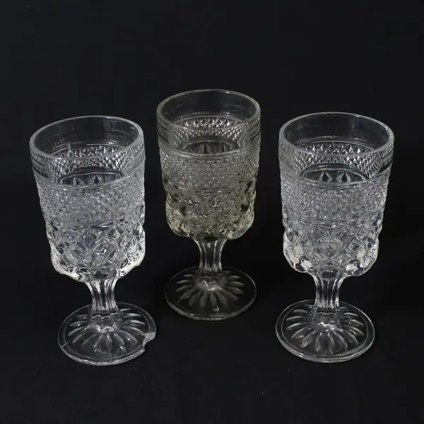 Set of 3 Vtg Anchor Hocking Wexford Water Goblets  6.75"