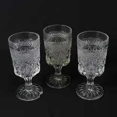 Set of 3 Vtg Anchor Hocking Wexford Water Goblets  6.75"