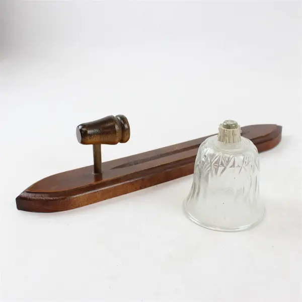 Set of 2 Vintage Homco Wooden Candle Sconces with Clear Glass Candle Holders