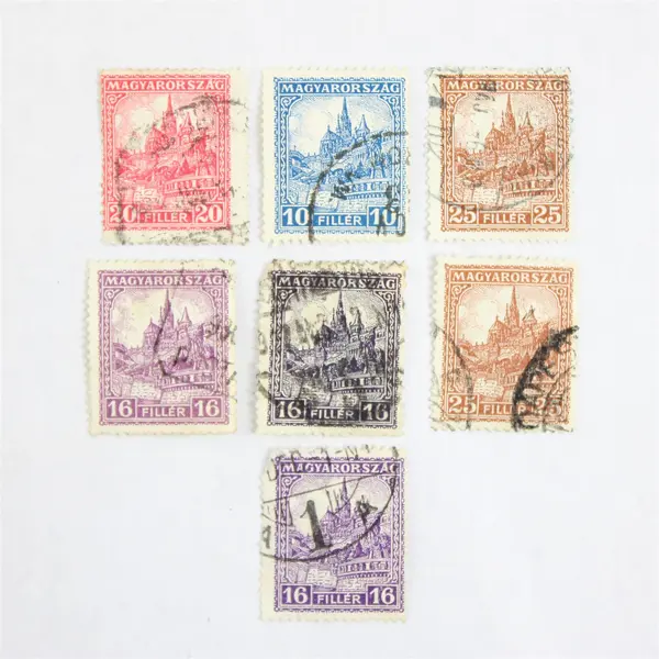 Lot Of 7 Hungary Matthias Church Stamps Used 1926