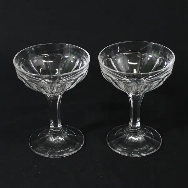 2 Heisey Clear  Glass Narrow Flute 393 Champagne Glasses 5"
