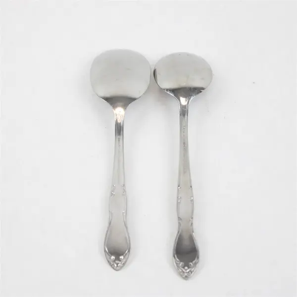 Lot of 2 Oneida Homestead Stainless  Sugar Spoon & Round Bowl Soup Spoon