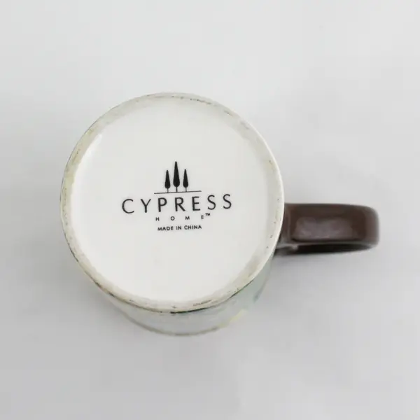 Cypress Tall Ceramic Coffee Mug Blue Chrysanthemum