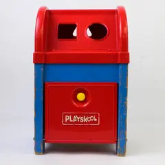 Vintage 1950's Playskool Postal Station Wooden Mailbox - Blocks Included