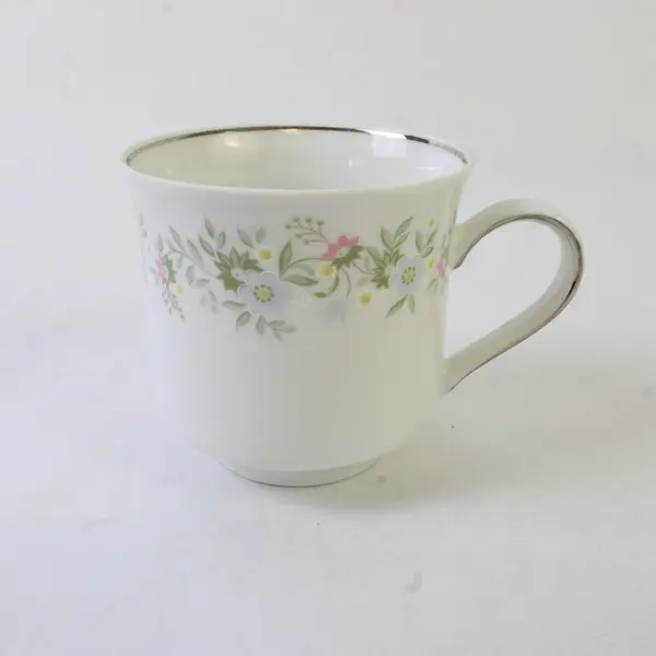 Lot Of 2 Johann Haviland Forever Spring Pattern Silver Trim Footed Cup 3.25"